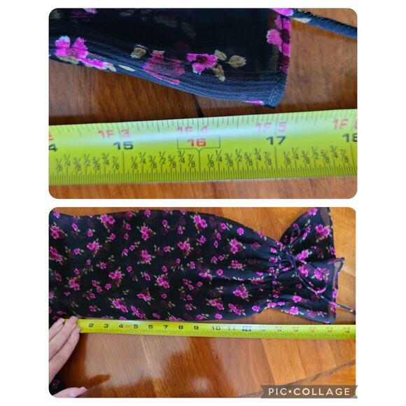 Express Blouse Medium Women Ditzy Floral Lined Frilled Neck Ruffle Wrist 90s Y2k - Picture 6 of 7